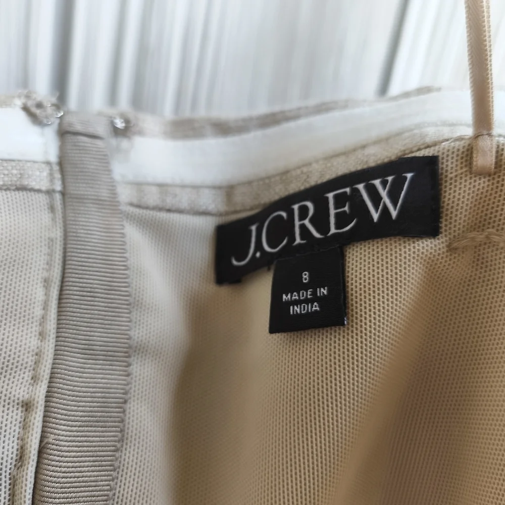 J Crew Linen Cropped Bustier Peplum Top sz 8 Natural Flax Chic Beach Quiet Luxur
